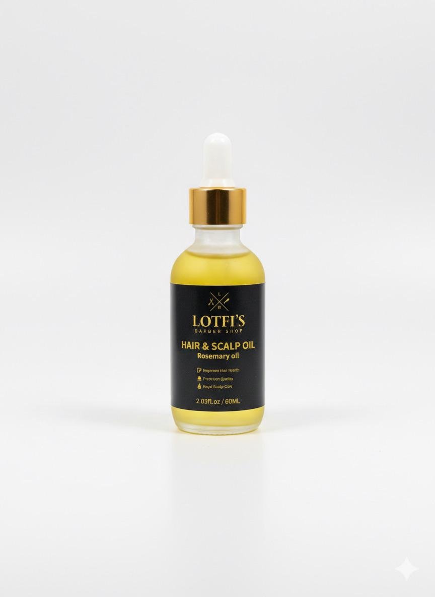 Lotfi's Hair and Scalp Oil bottle on white background